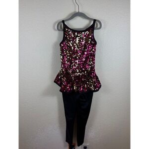 Weissman Sequin Peplum Dance Leotard Unitard Kids Size IC 7 8 11509 Stretch Glam